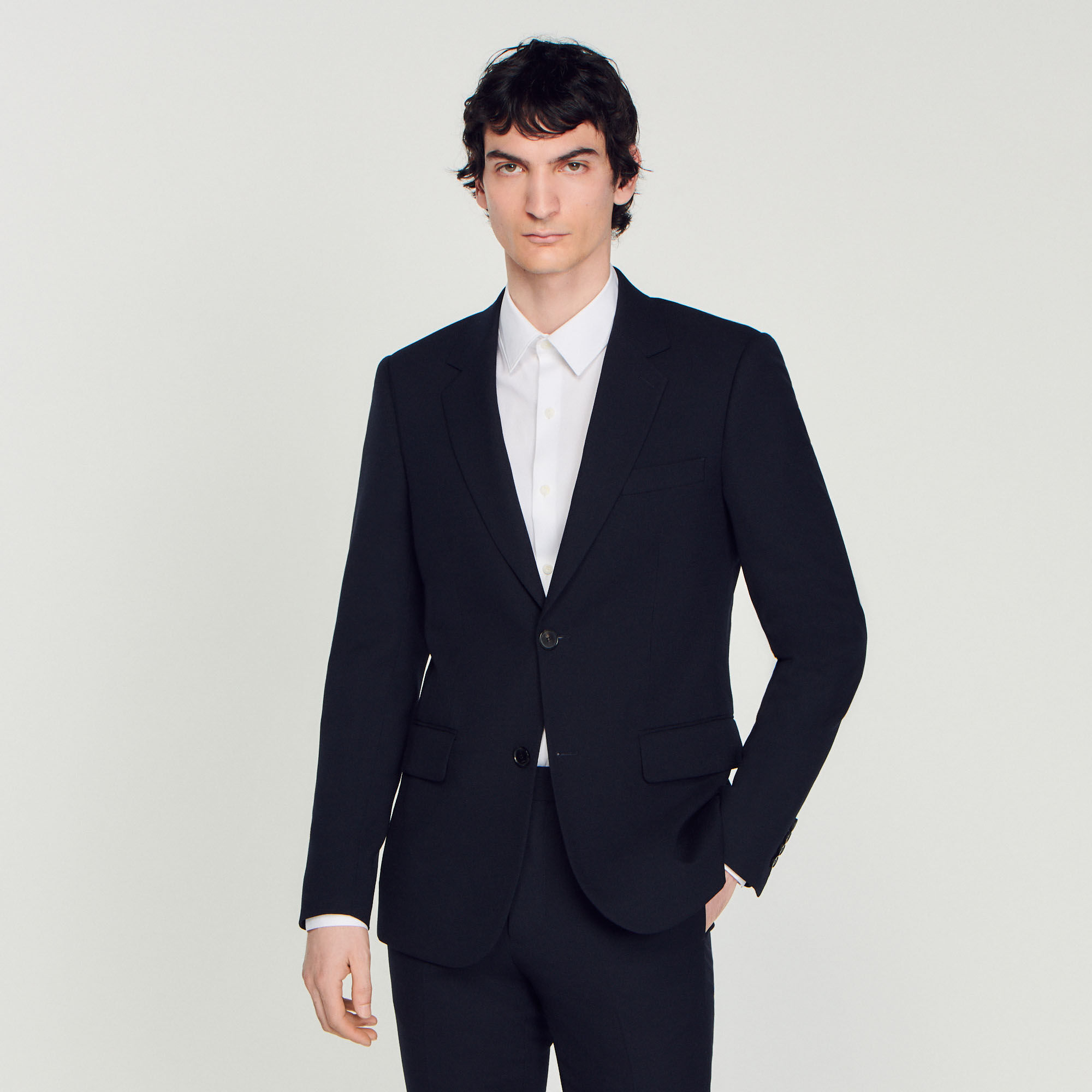 Navy Wool suit jacket - Suits & Blazers | Sandro Paris