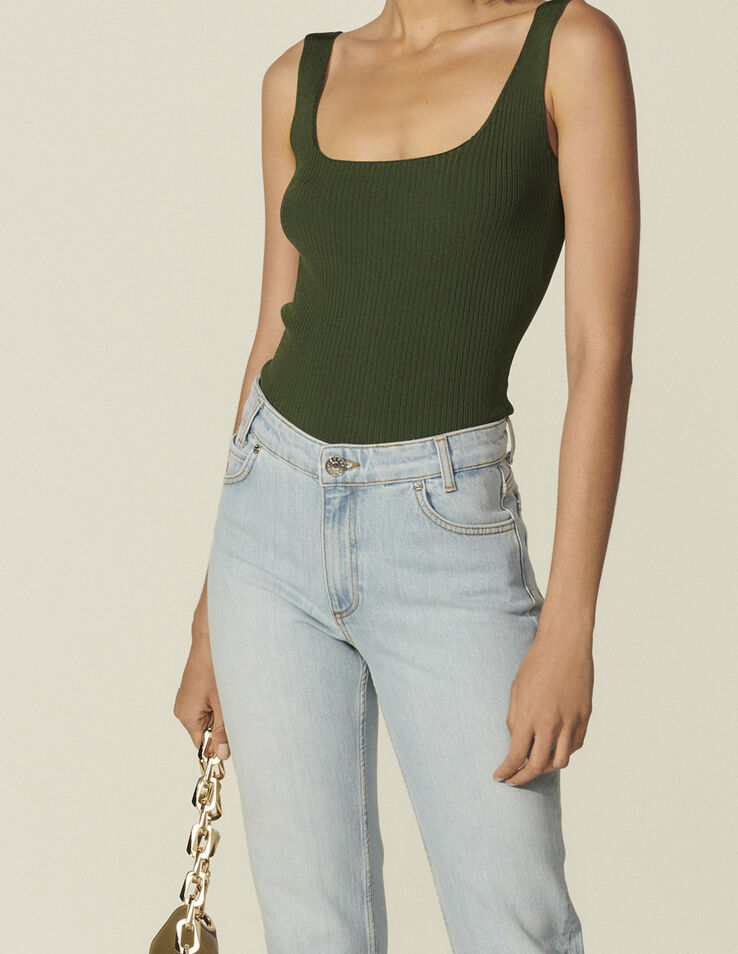 Sandro Ribbed knit cropped vest top. 1