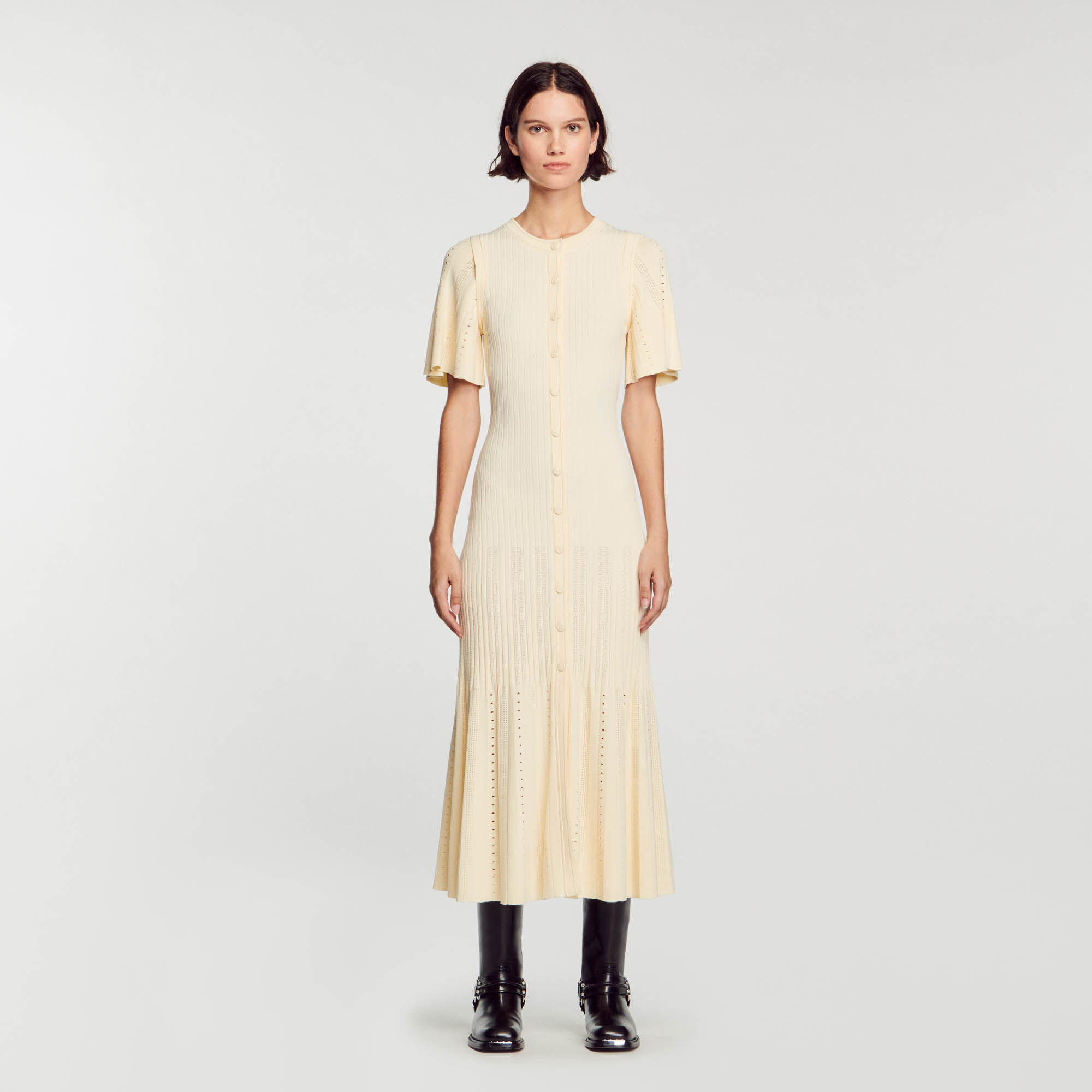 Menia Midi knit dress - Dresses | Sandro Paris