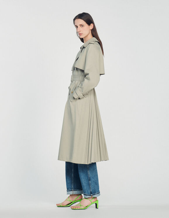 Trench coat with pleated back | Sandro Paris