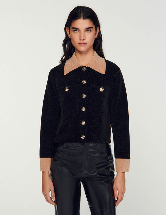 Sandro Women's Marcel Cable Knit Cropped Cardigan - Black - Size 1/S