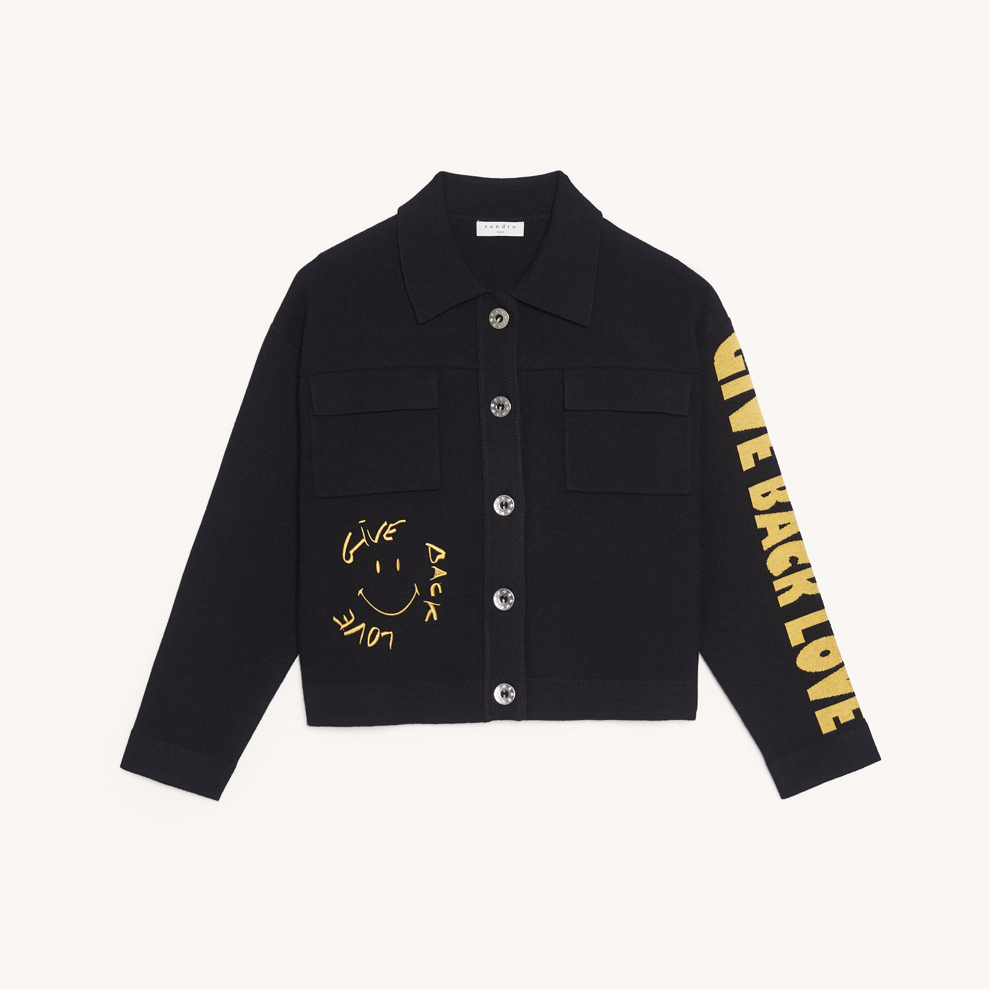 Sandro cardigan with embroidery on the back cheap