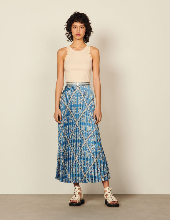 Long printed skirt with pleats - Skirts | Sandro Paris