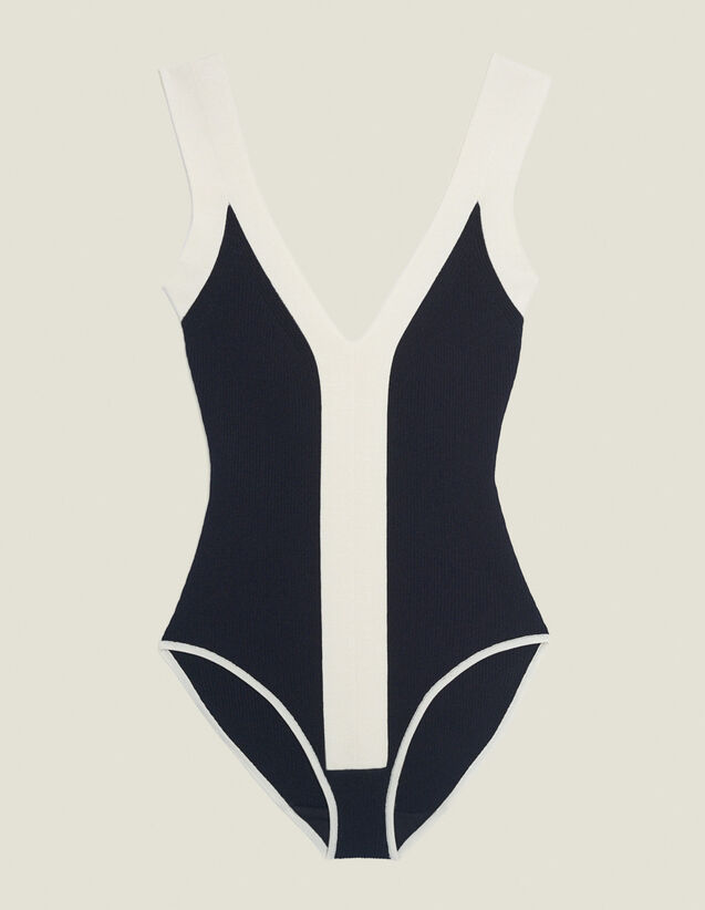 Sandro Two-tone knitted bodysuit with straps. 2 Sandro Two-tone knitted bodysuit with straps. 2