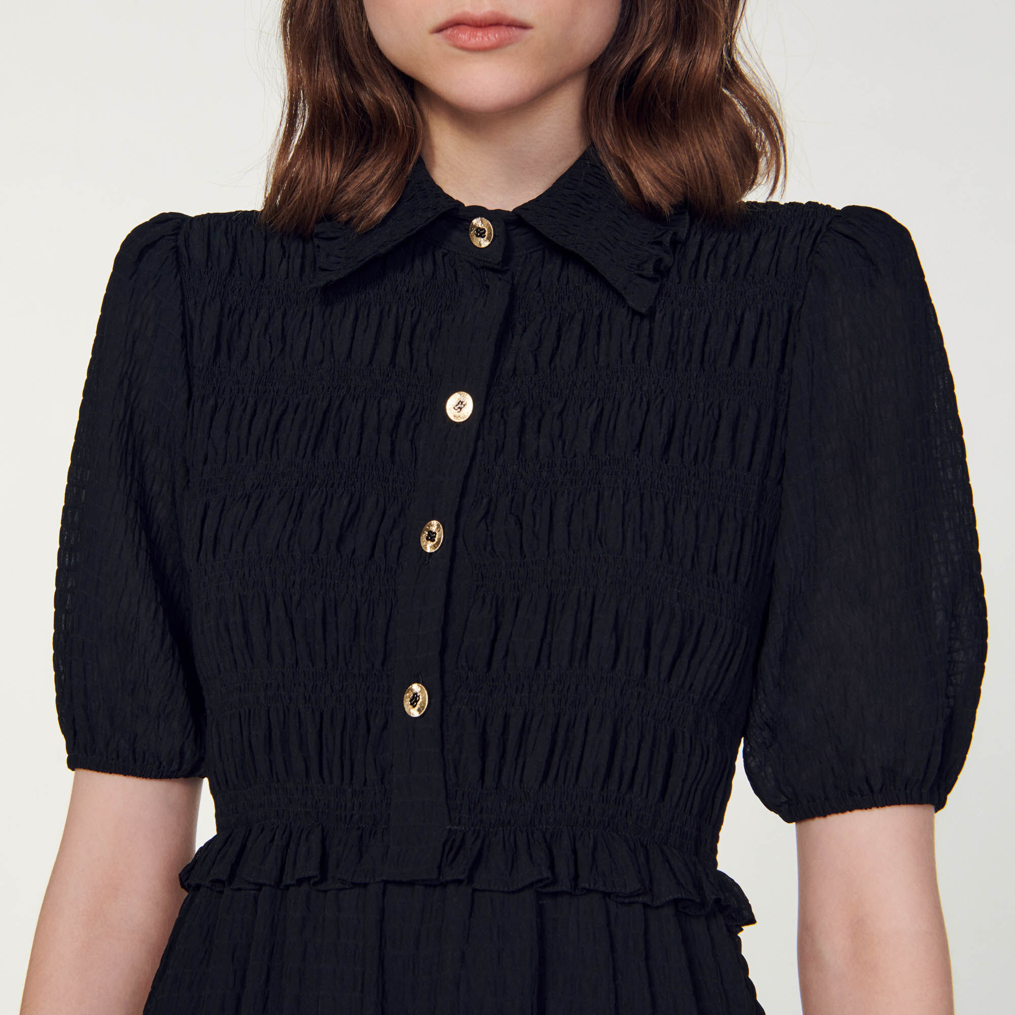 Tournelle Short smocked dress Dresses Sandro Paris