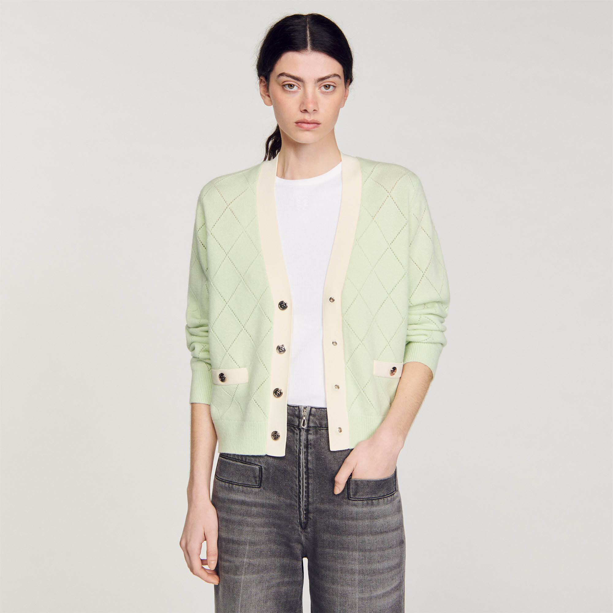 Almon Two tone cardigan Sweaters Cardigans Sandro Paris