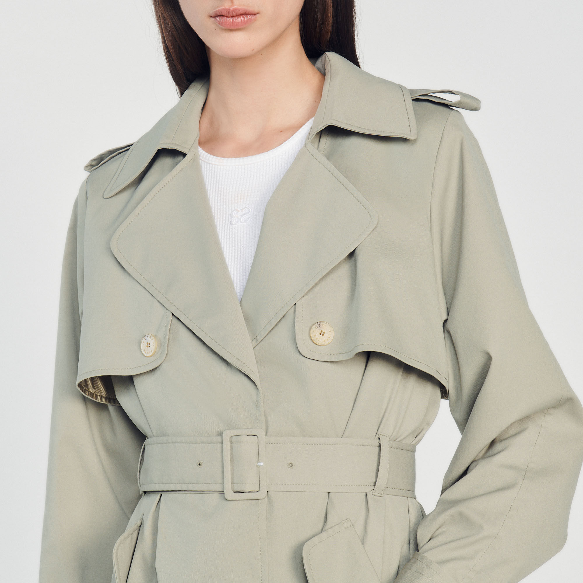 Trench coat with pleated back - Coats | Sandro Paris