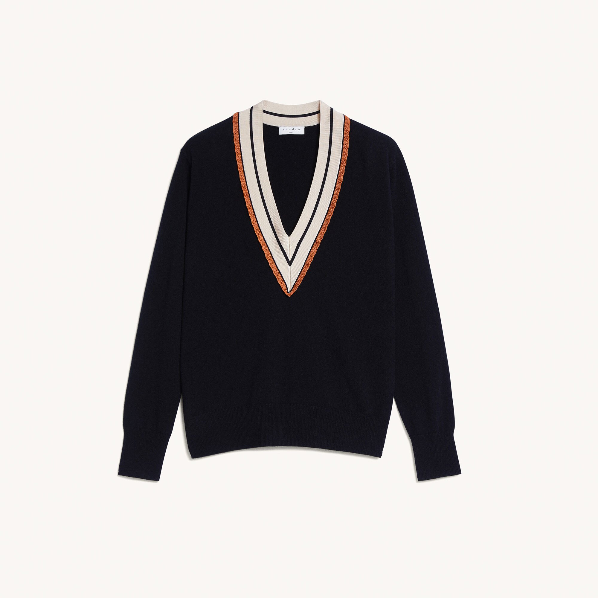 striped v neck sweater