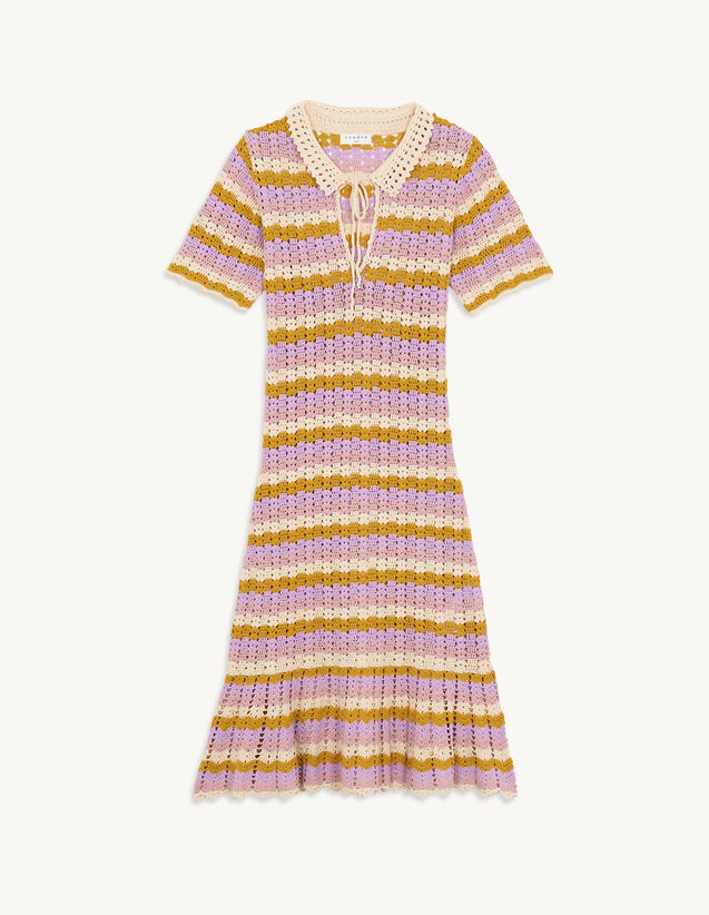 Multicoloured crochet polo dress - Dresses | Sandro Paris