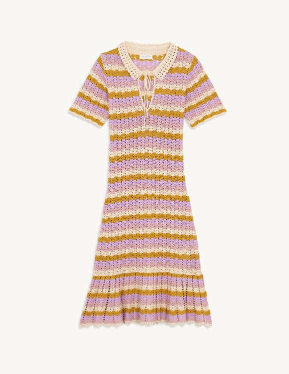 Multicoloured crochet polo dress - Dresses | Sandro Paris