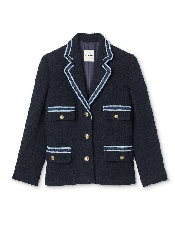 Tweed jacket with contrasting trim - Jackets & Blazers | Sandro Paris