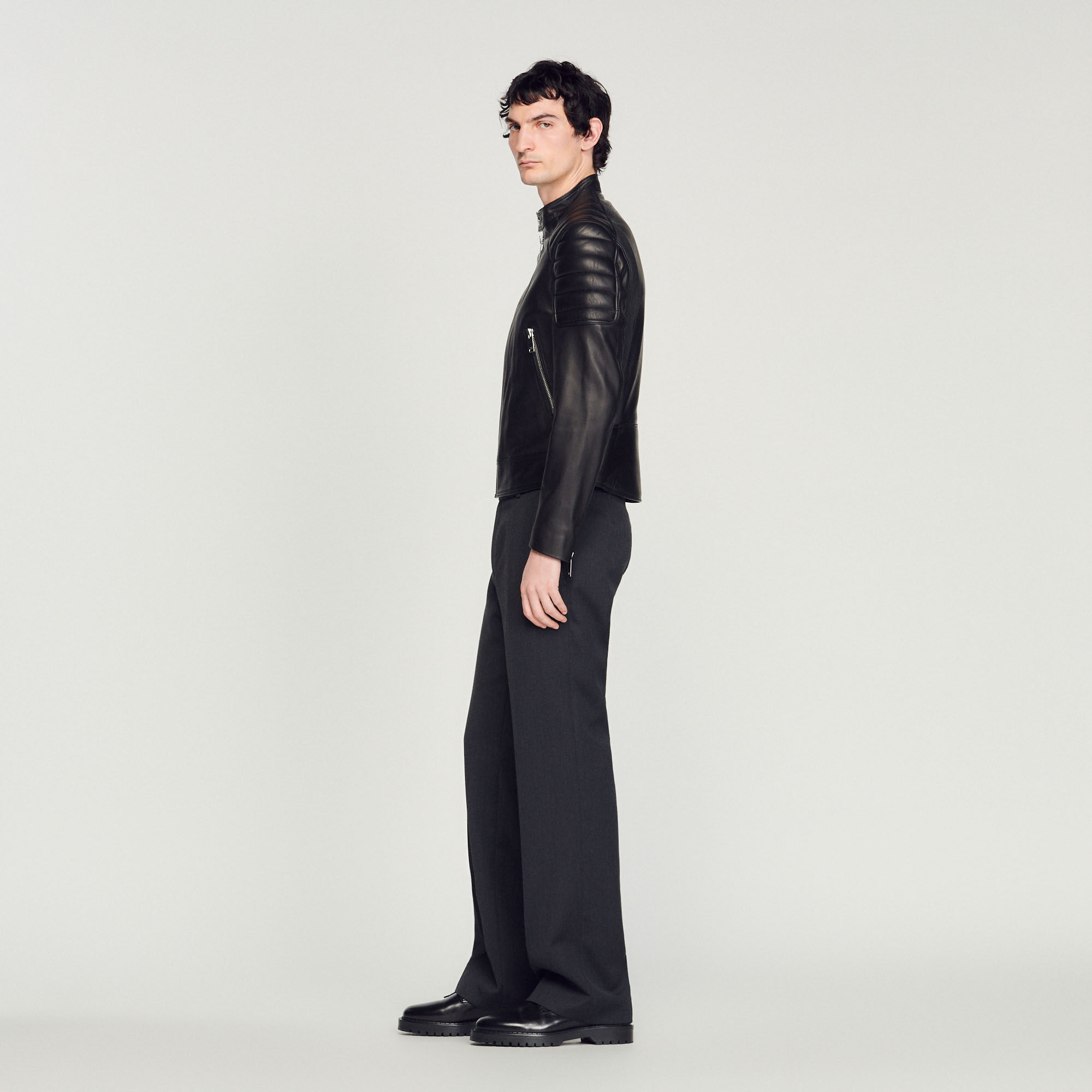 Sandro white clearance leather jacket