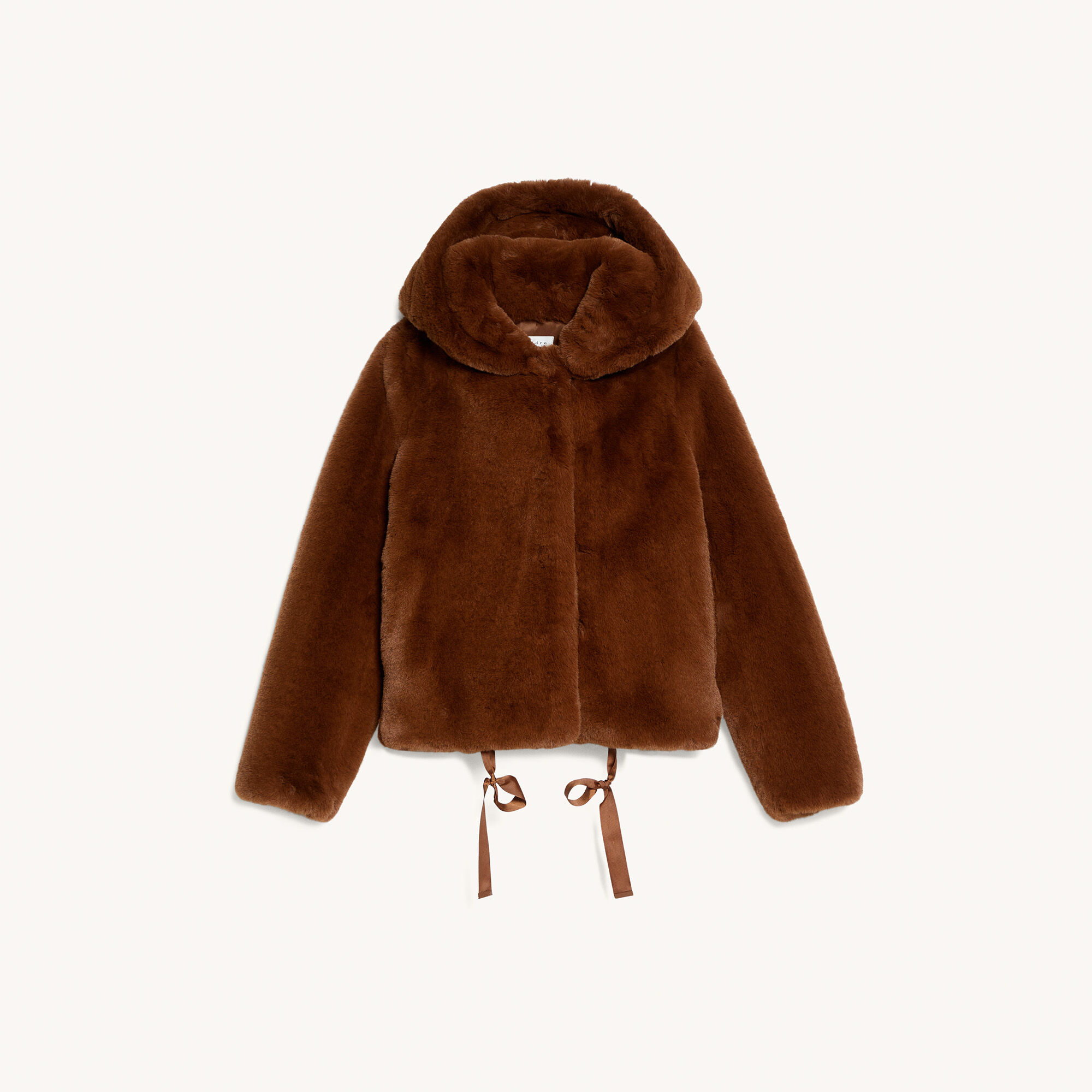 short brown faux fur jacket