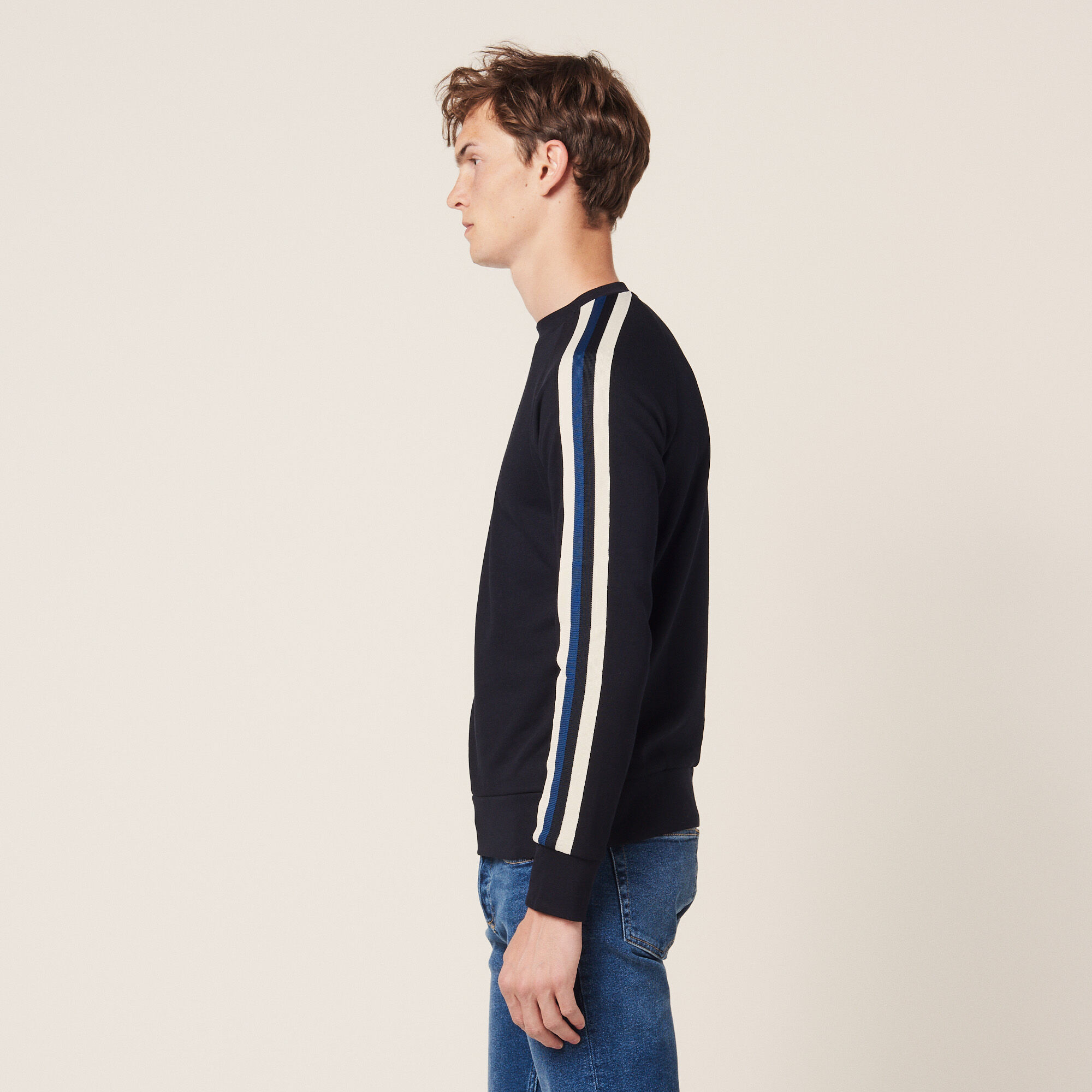 Navy Sweatshirt with three colored trim Sandro Paris