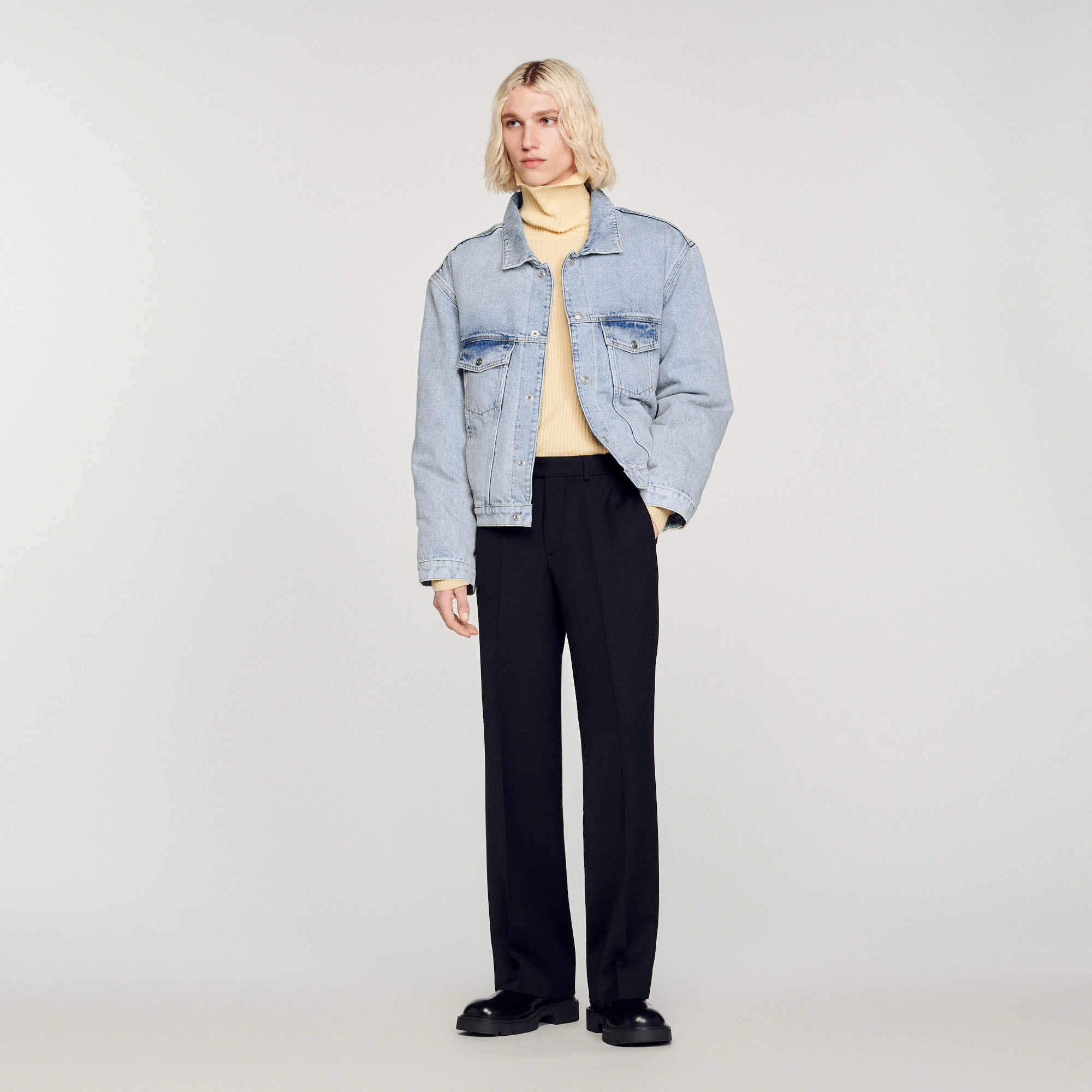Fleece denim jacket