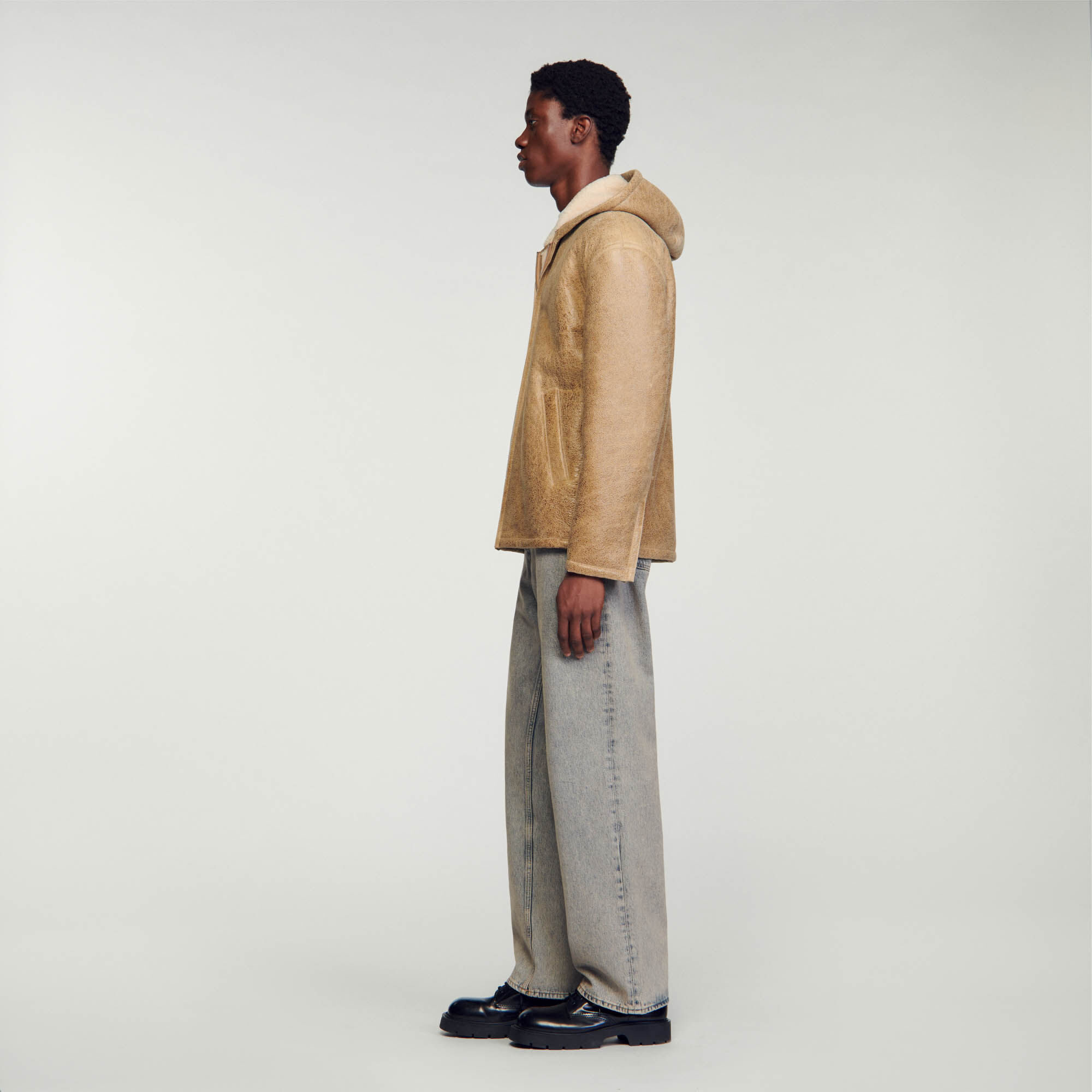 Woollen leather jacket