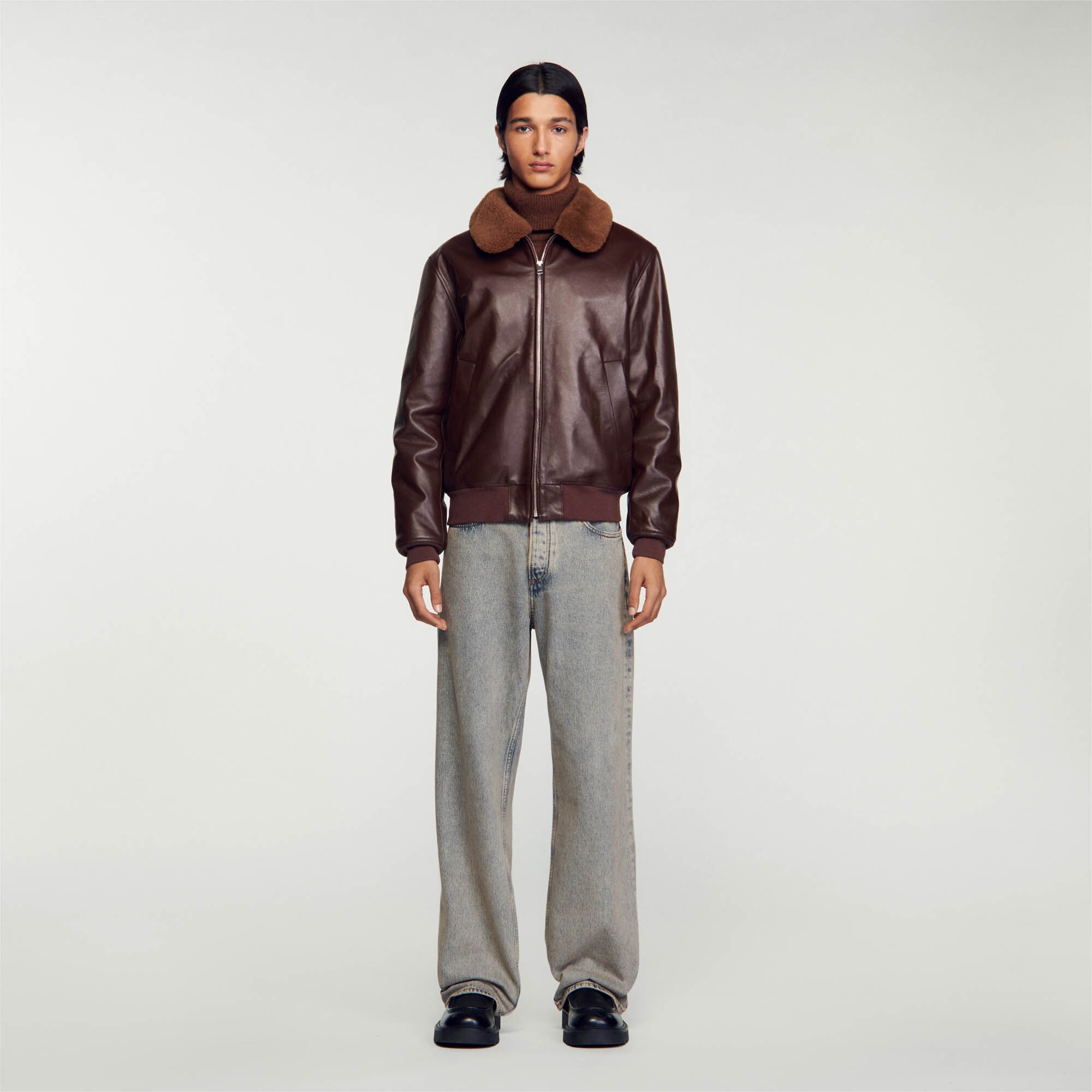 Veste en cuire sandro store