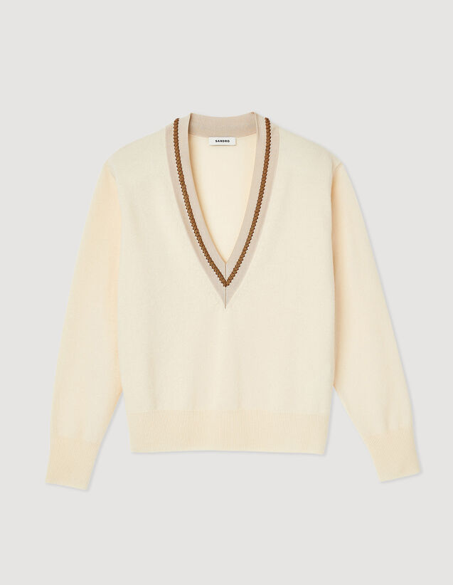 with V-neck Sandro See Sweater - contrasting Paris | Bridget All