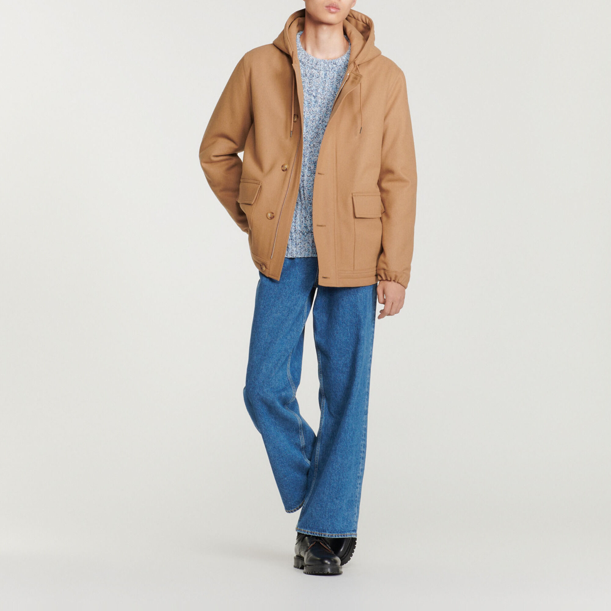 Sandro hooded wool cloth coat sale