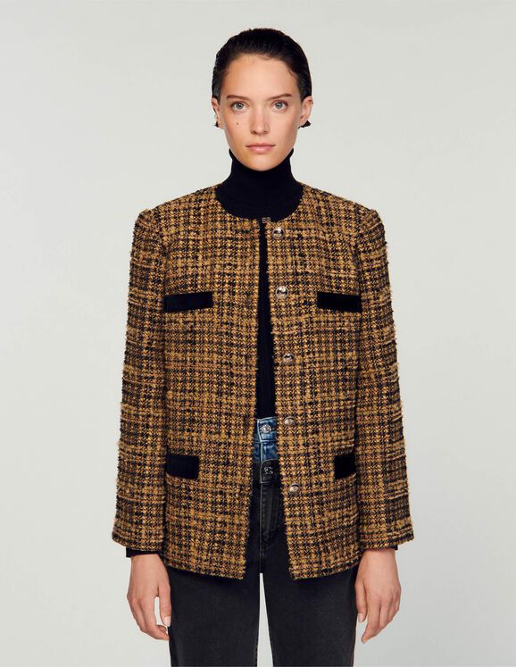 The Natalie Collection Tweed Jacket Set Medium / Black