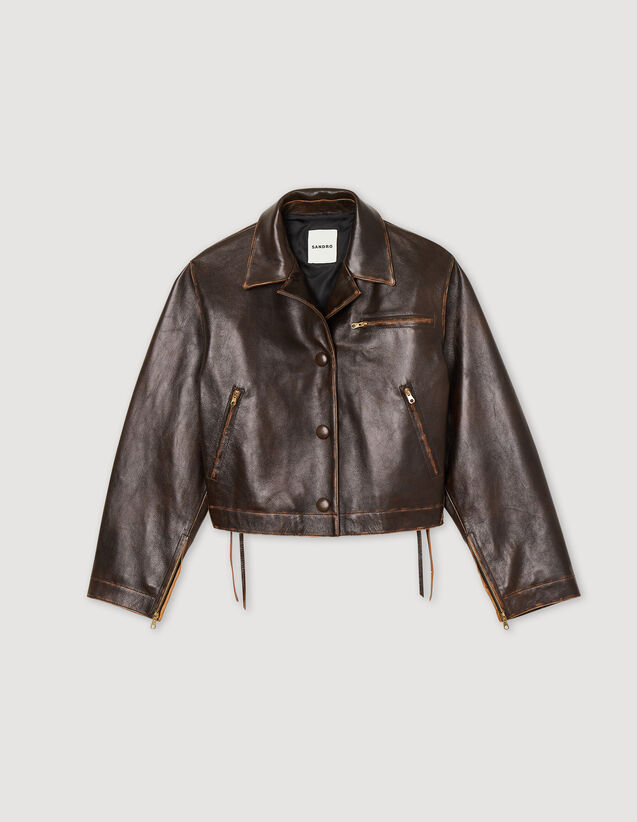 Sandro Distressed leather jacket Login to add to Wish list. 2
