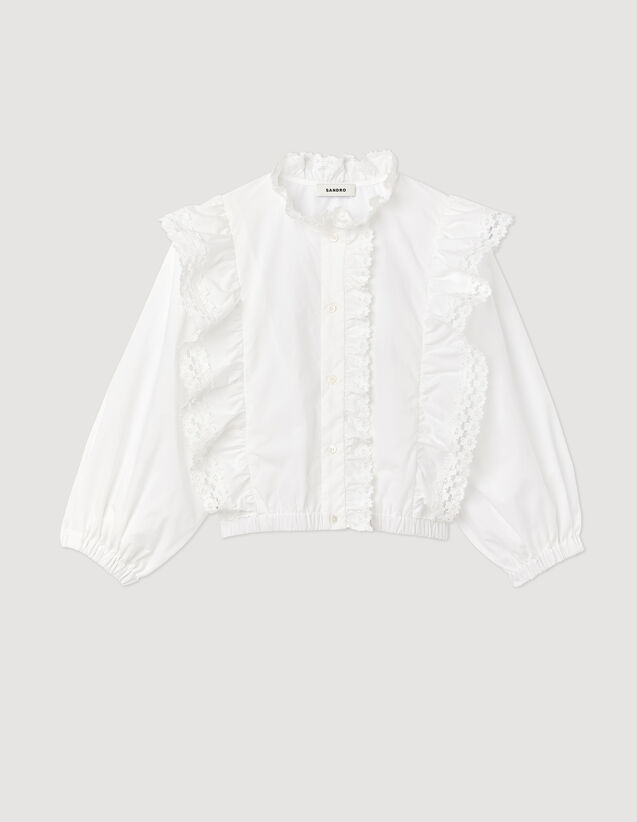 Mathilde Lace ruffle blouse - Tops & Shirts | Sandro Paris