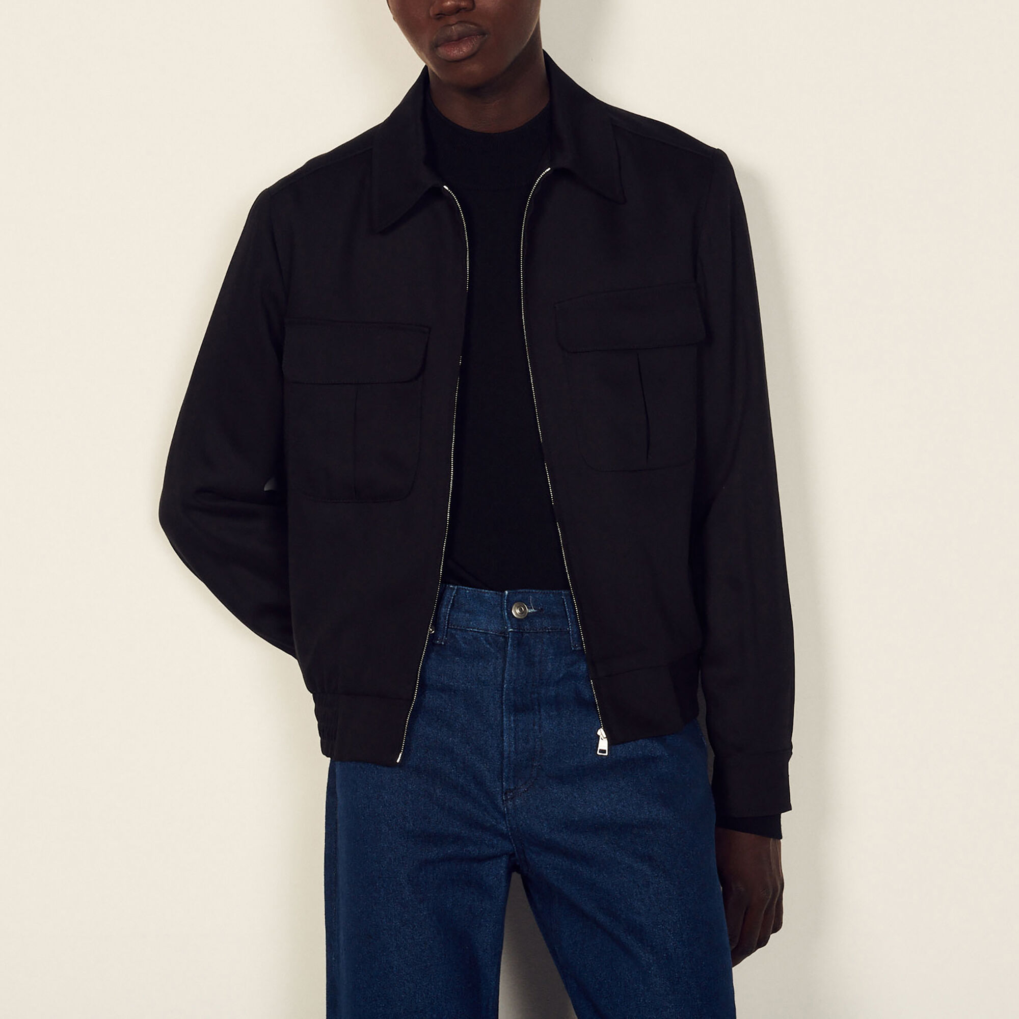 sandro leather jacket mens