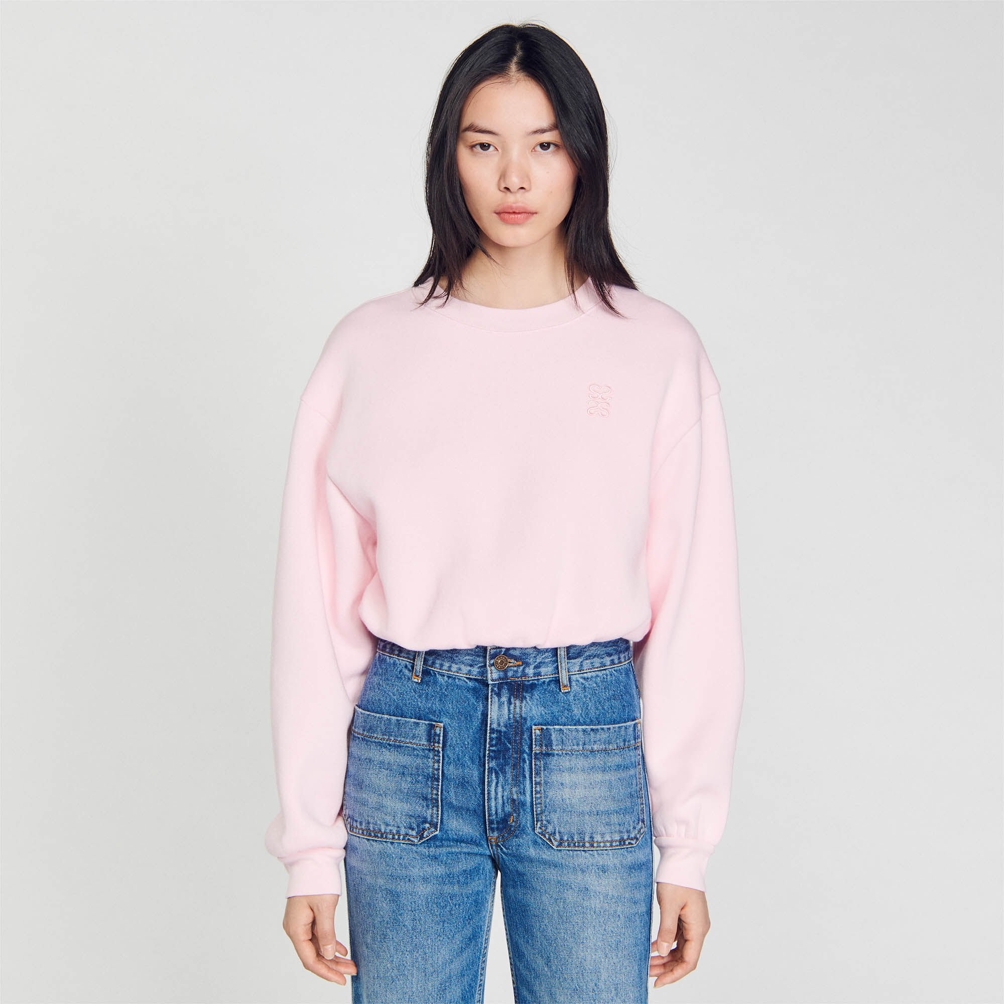 Light pink cropped sweatshirt sale