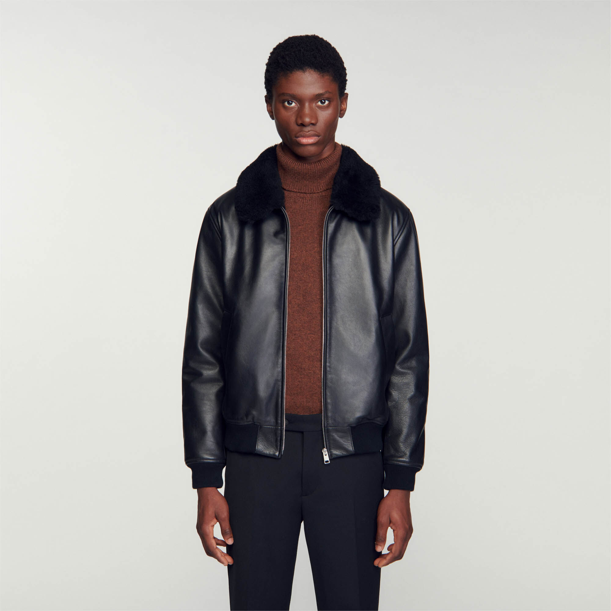 Leather Leather jacket - More Responsible | Sandro Paris