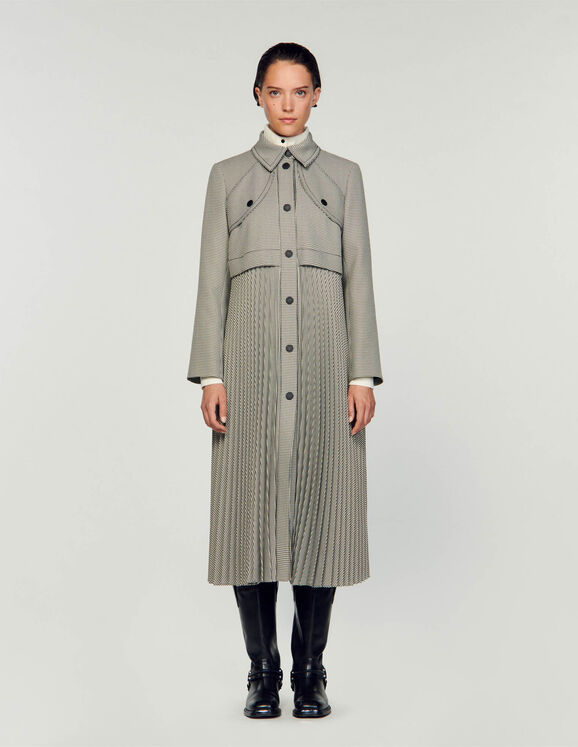 Mathilda Houndstooth trench coat - Coats | Sandro Paris