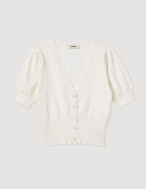 Cropped cardigan with balloon sleeves - Sweaters & Cardigans | Sandro Paris