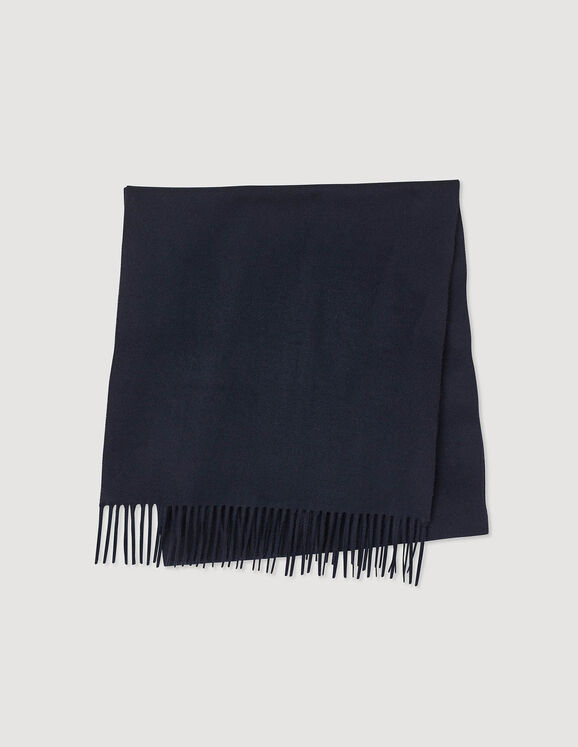 Wool  and cashmere scarf Navy Blue US_Men