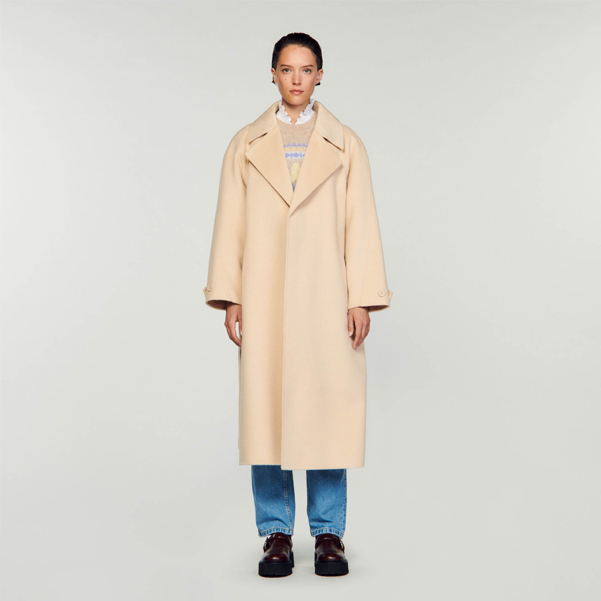 Sandy Double breasted wool trench coat Coats Sandro Paris