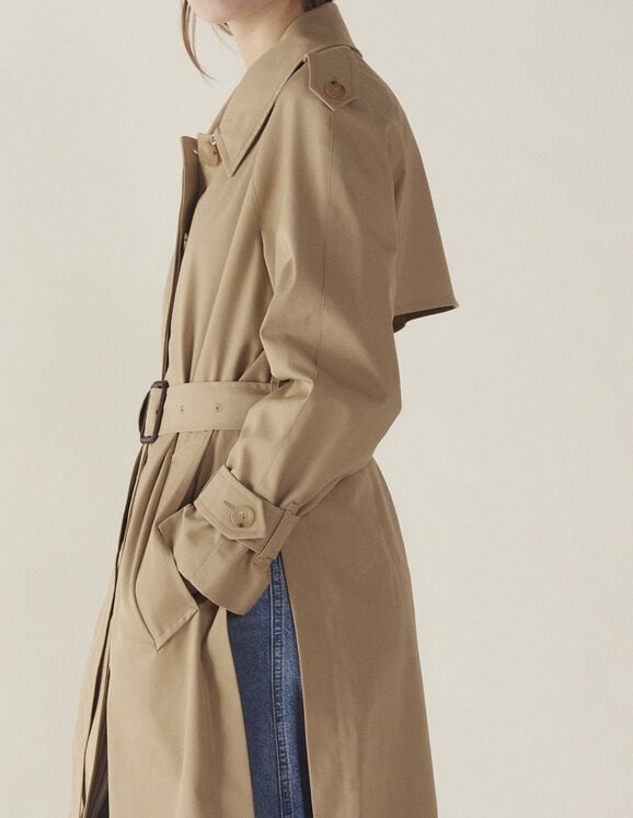 Belted Trench-Style Coat : Coats & Jackets color Beige