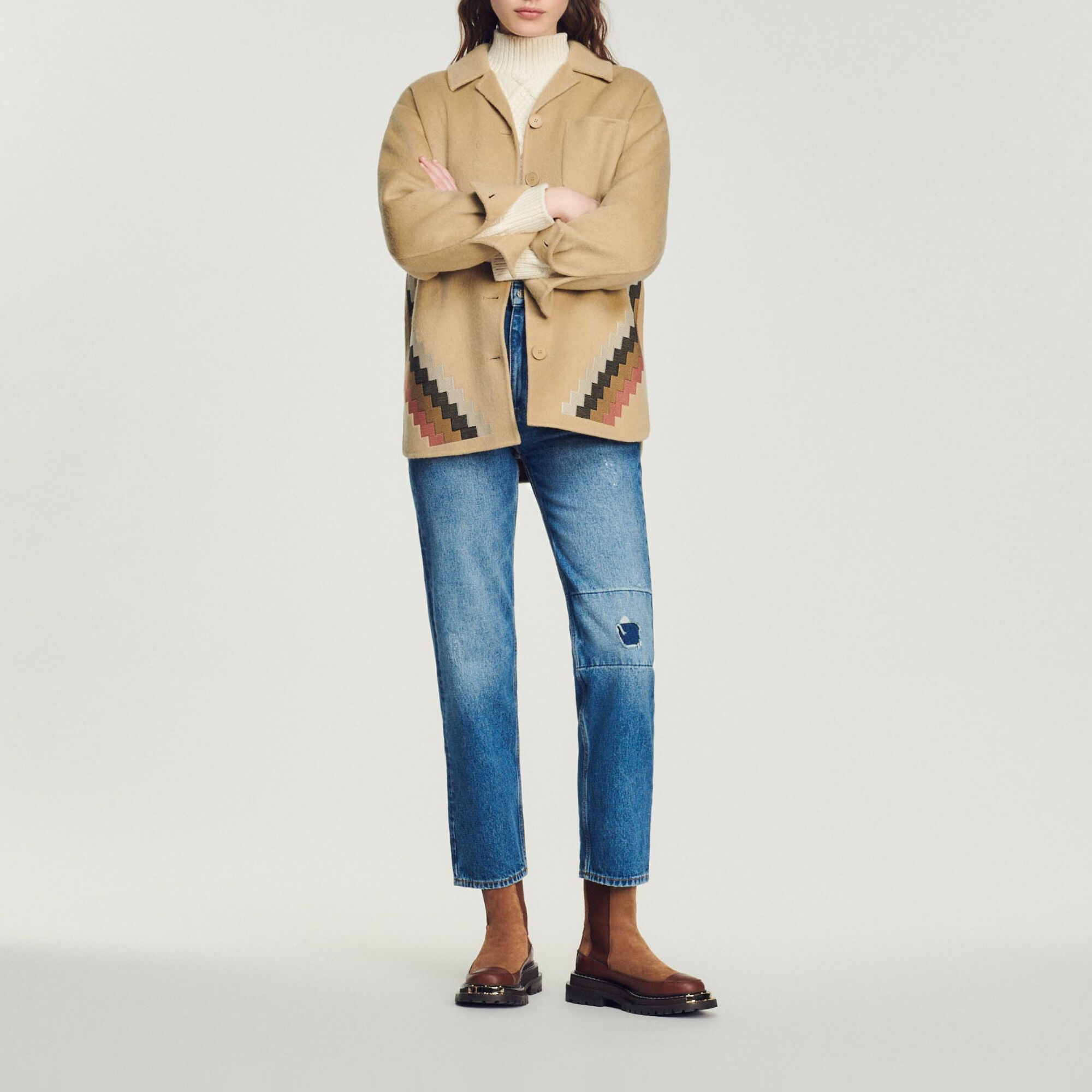 Sandro double sided wool coat discount