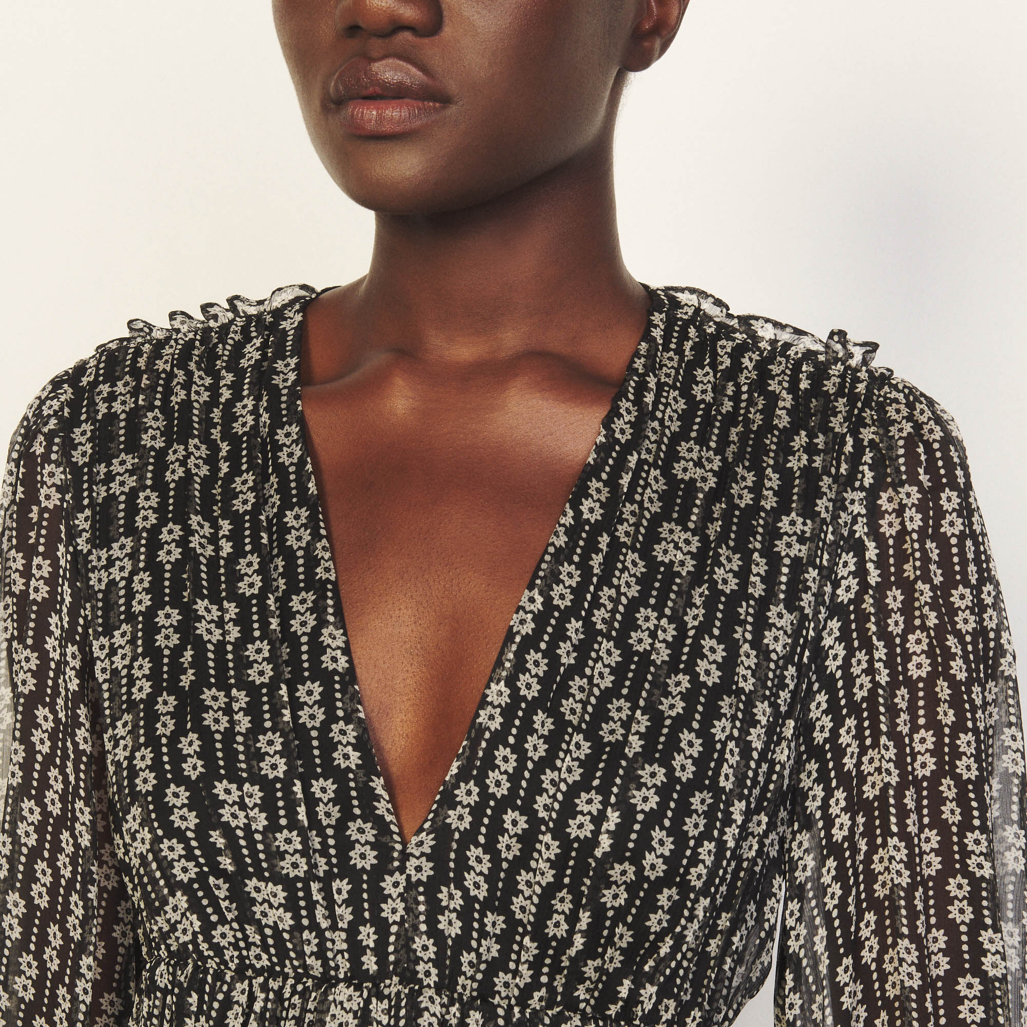 Short printed voile dress
