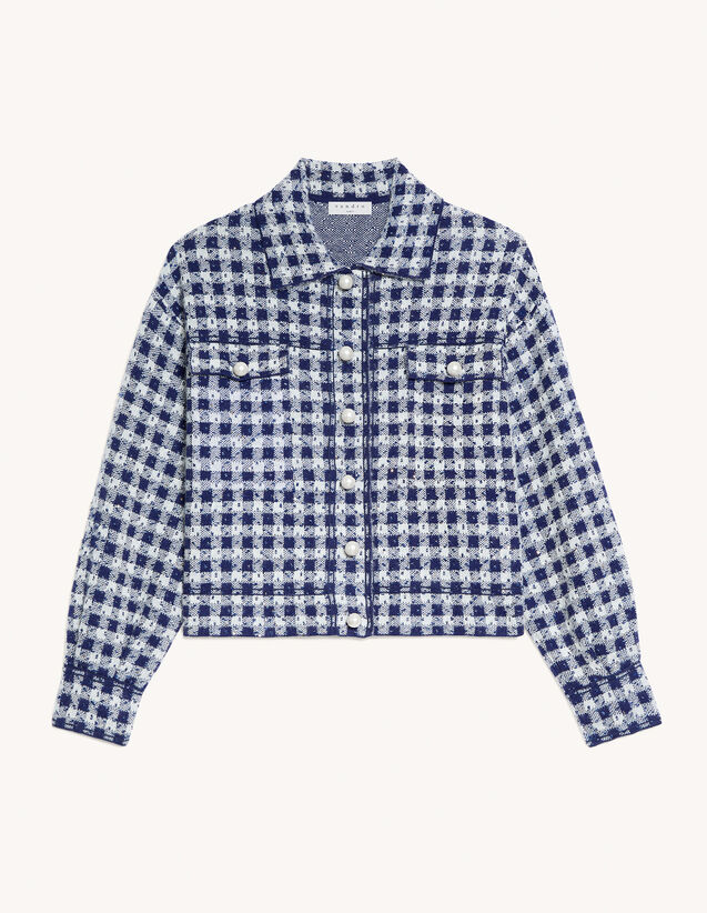 Cropped jacket in jacquard tweed - Sweaters & Cardigans | Sandro Paris