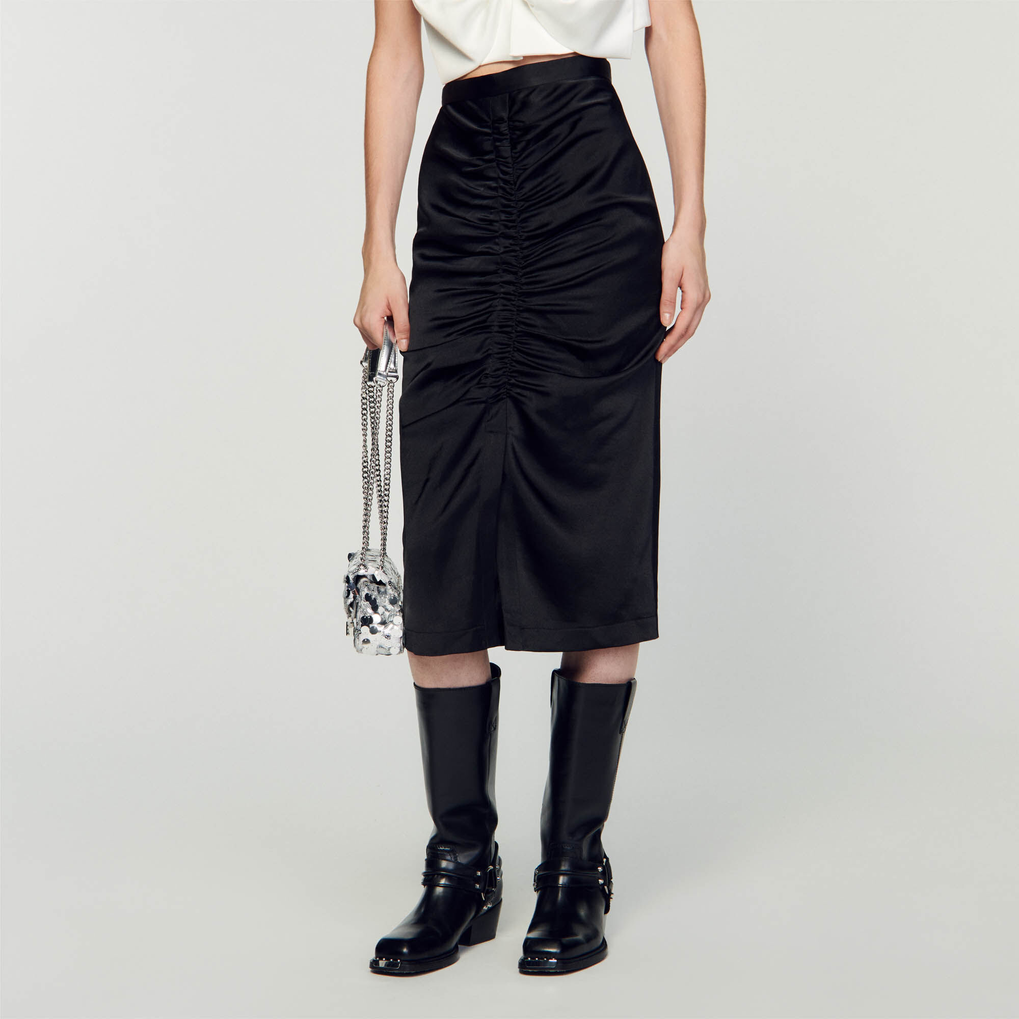 Gaby Satin effect midi skirt Skirts Sandro Paris