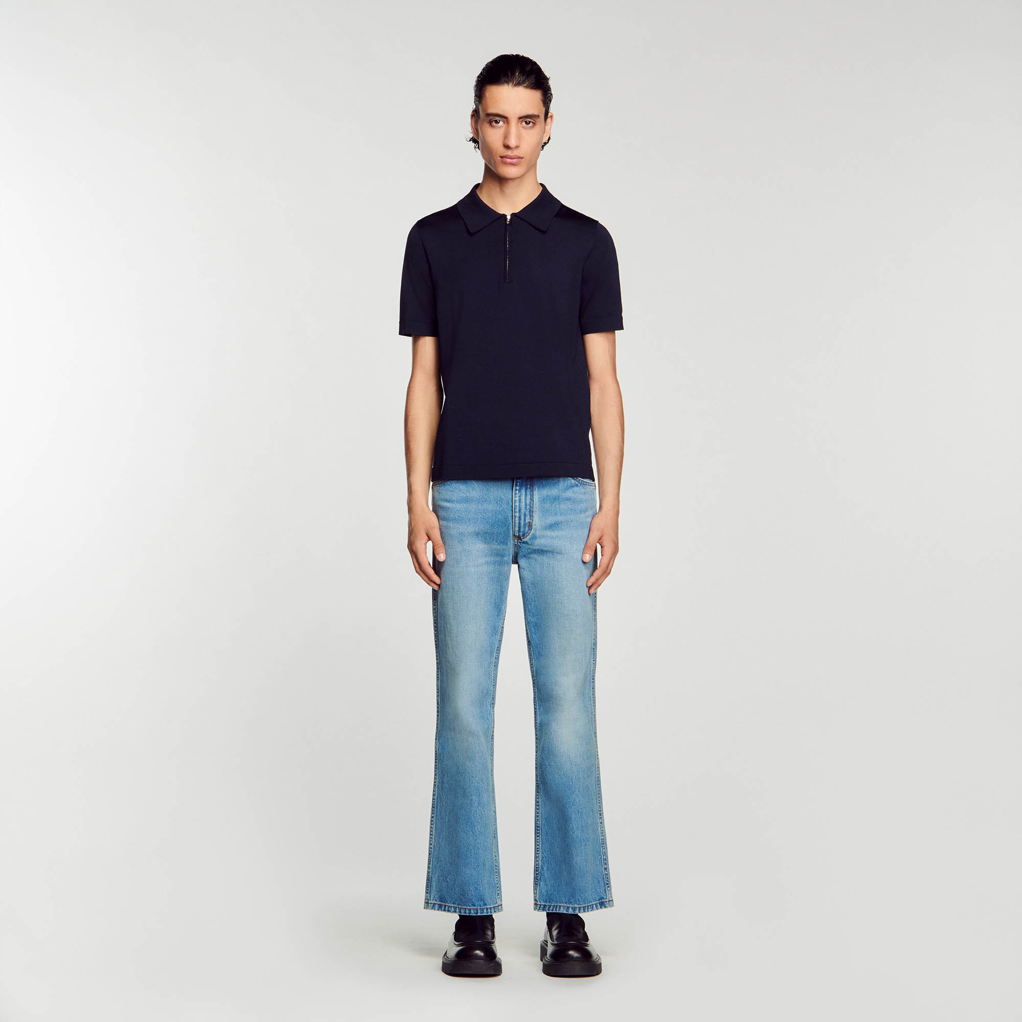 zip knitted polo