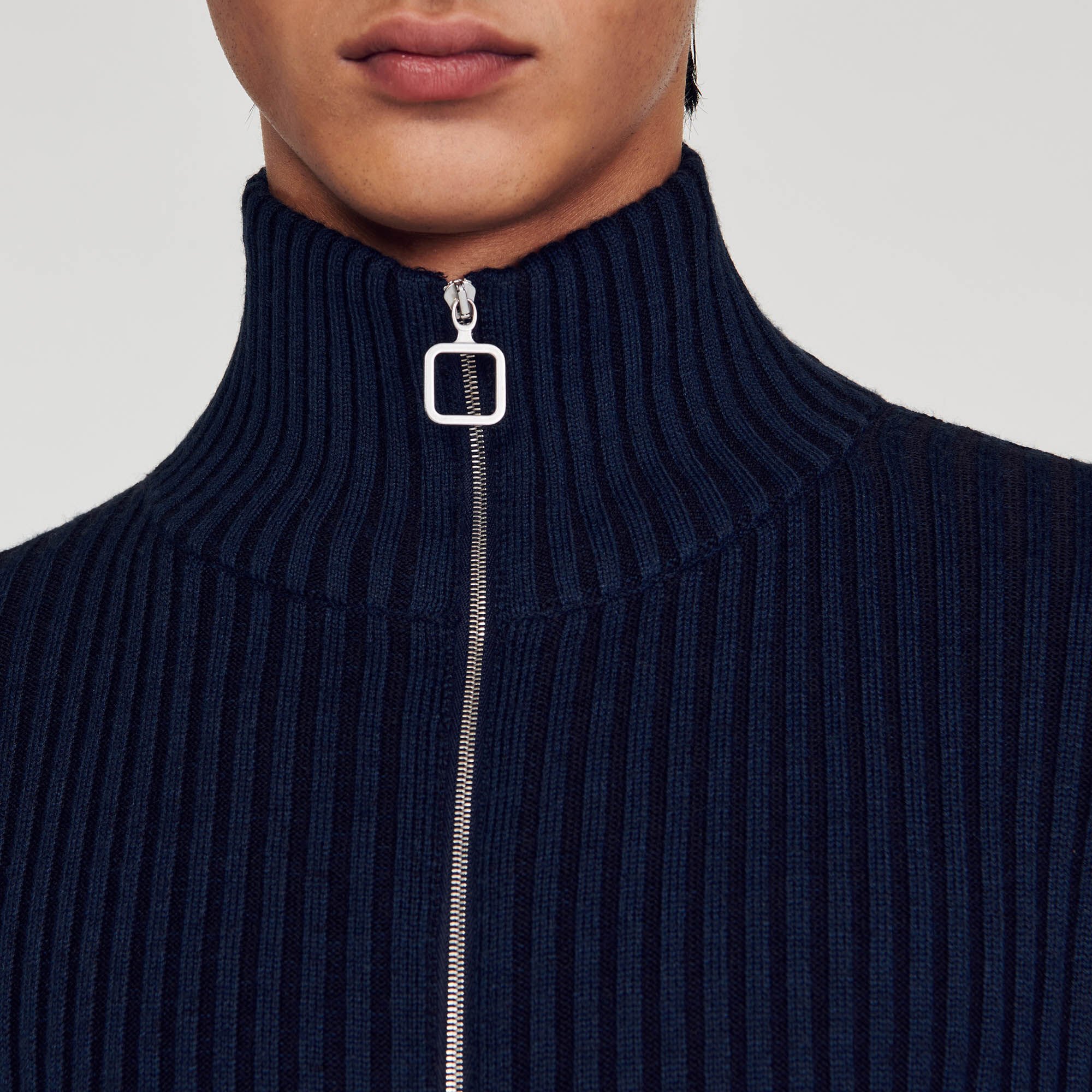 Blue ribbed cardigan store
