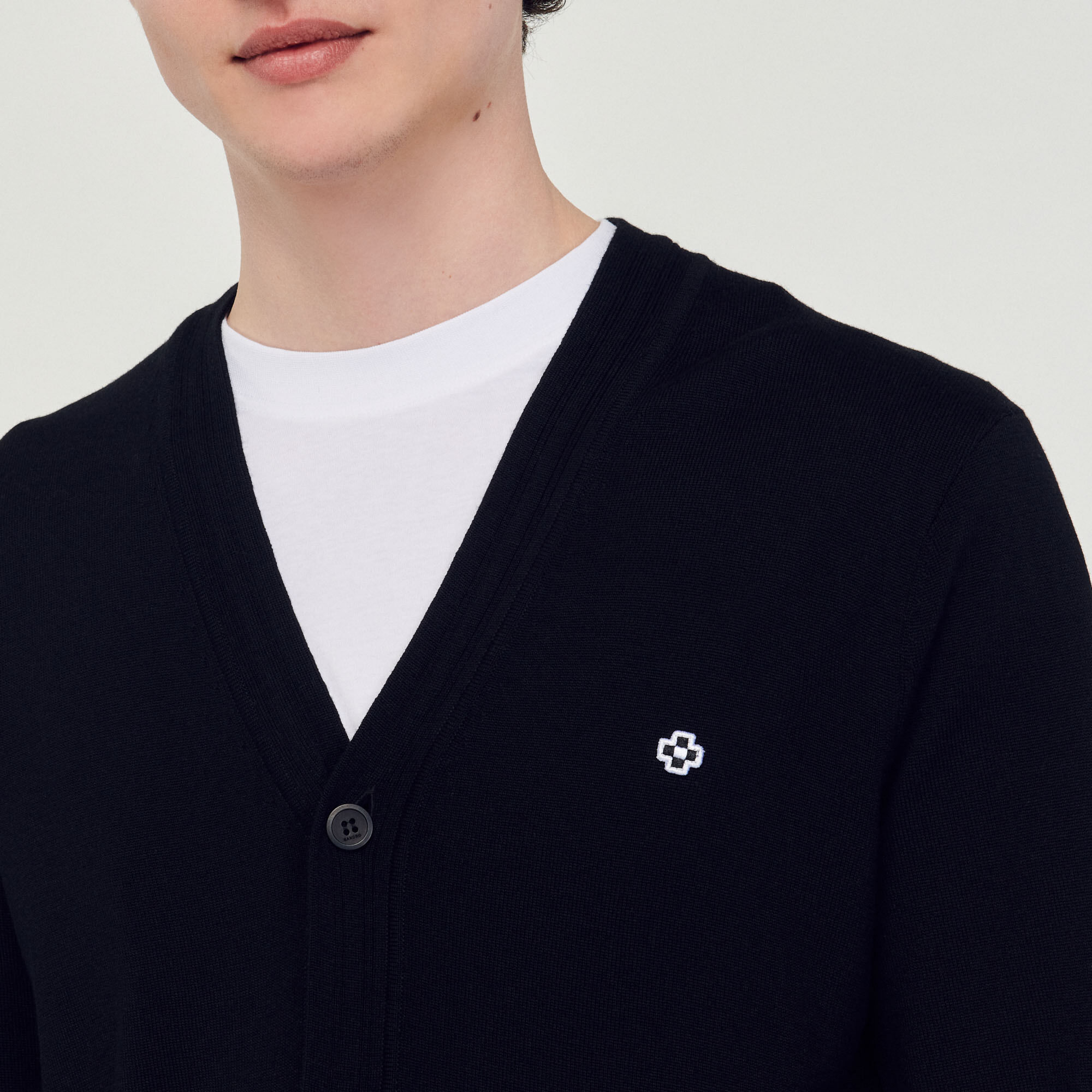Cardigan with Square Cross patch - Sweaters & Cardigans | Sandro Paris