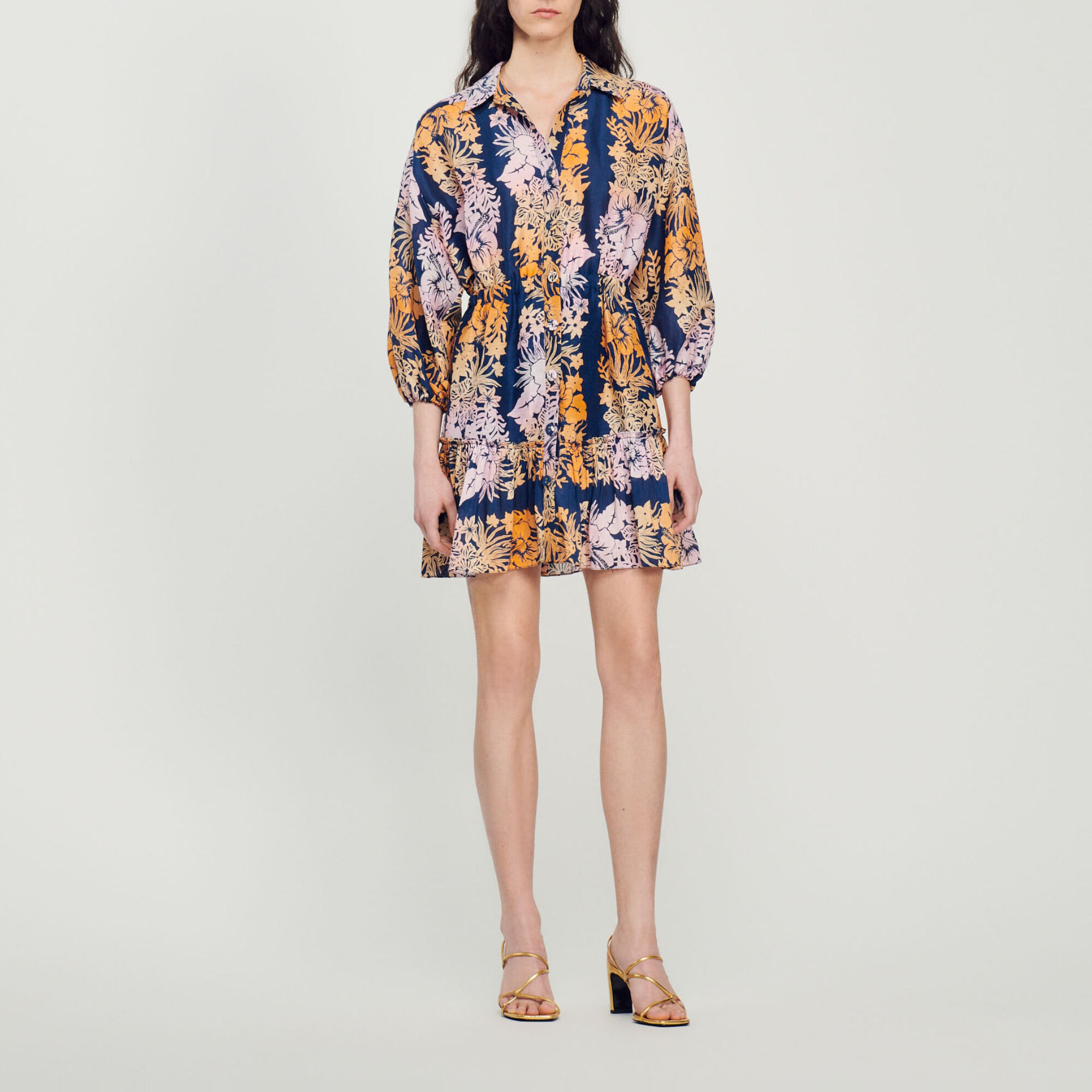 Sandro short printed silk dress hotsell