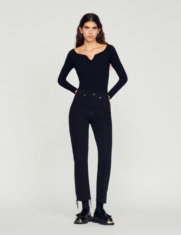 Sandro Knit bodysuit with sweetheart neck