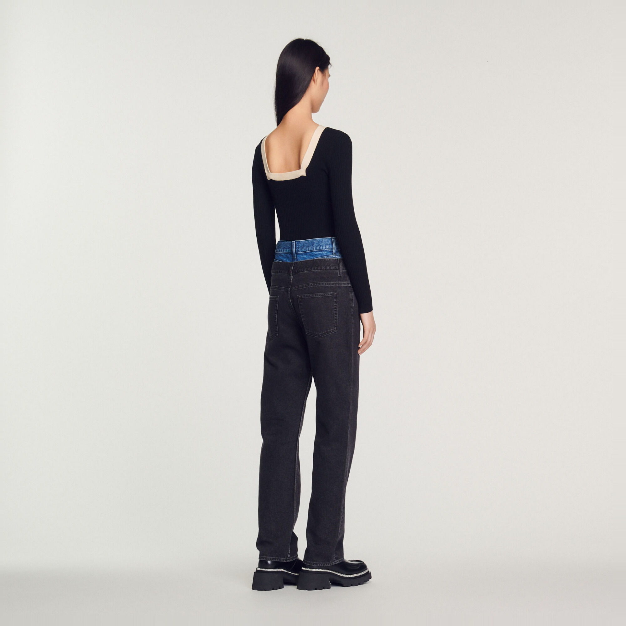 サンドロ・Sandro】Knit bodysuit with sweetheart neck - llk.com.br