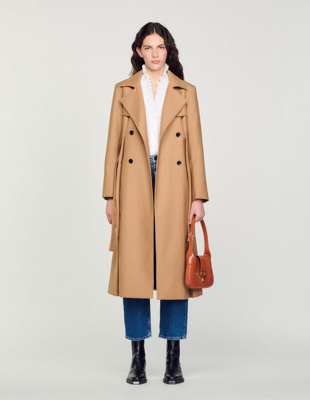 Long trench-style coat Camel US_Womens