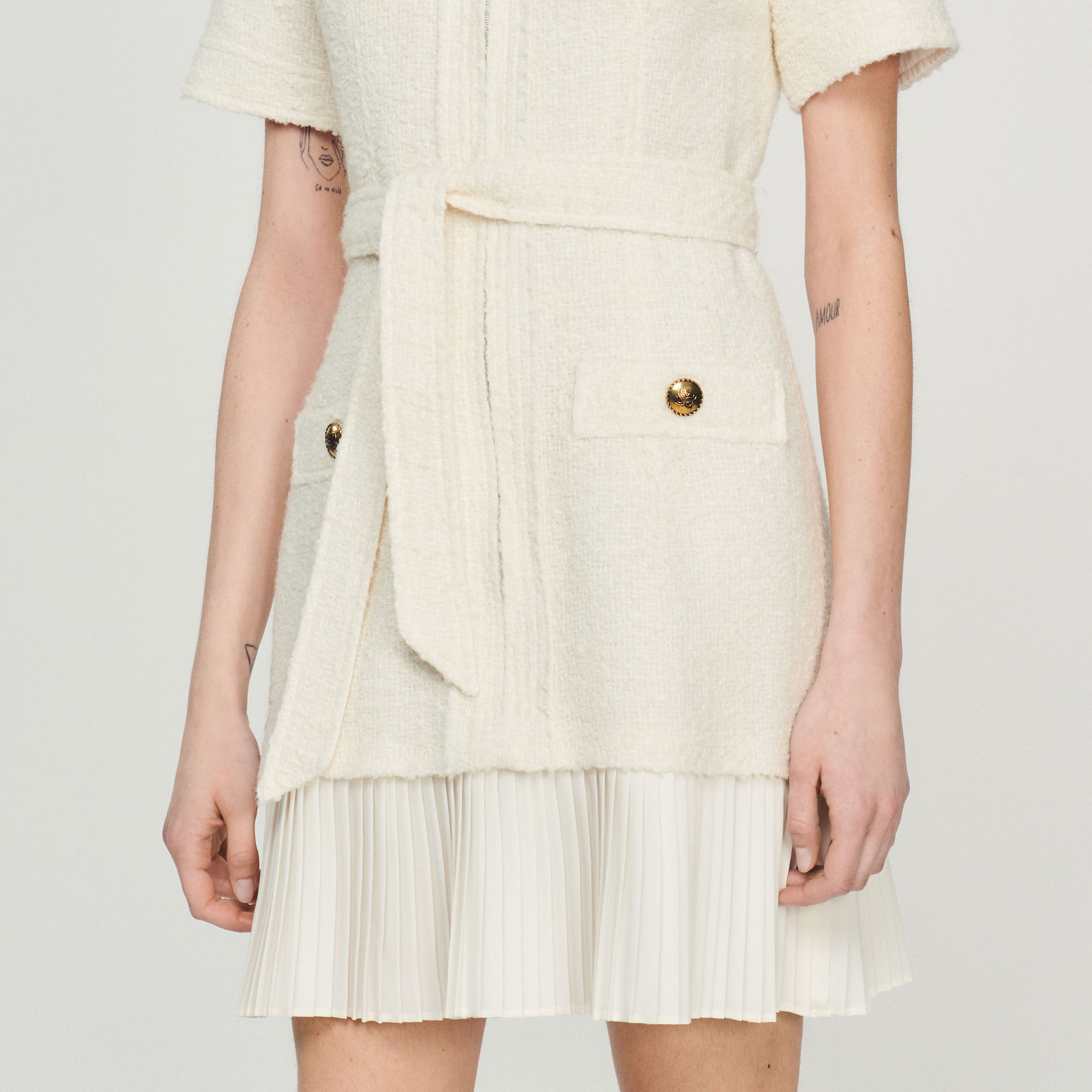 Sandro black tweed dress clearance