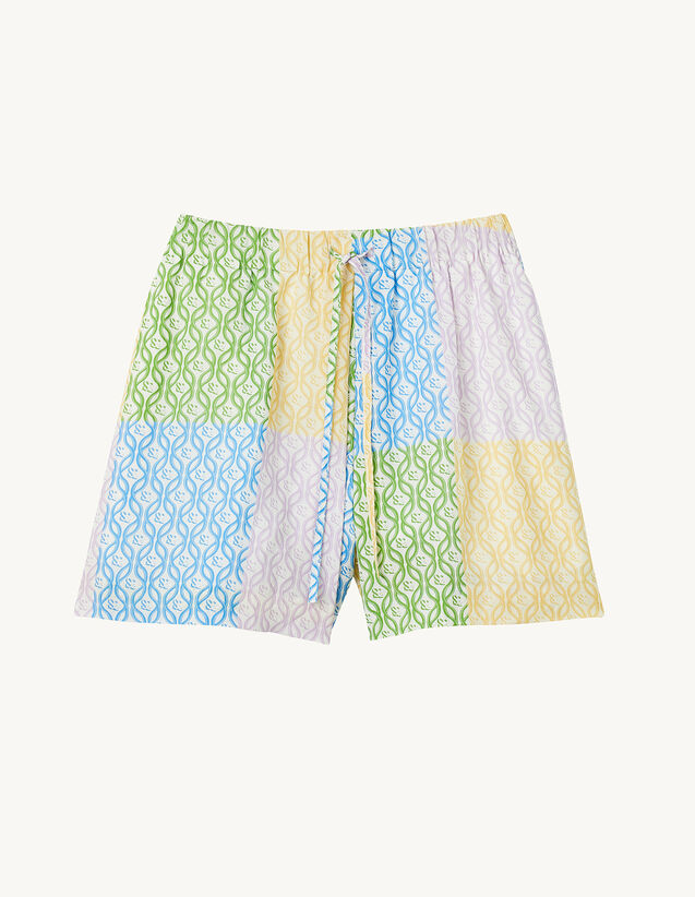 Loose shorts with monogram print - Pants & Shorts | Sandro Paris