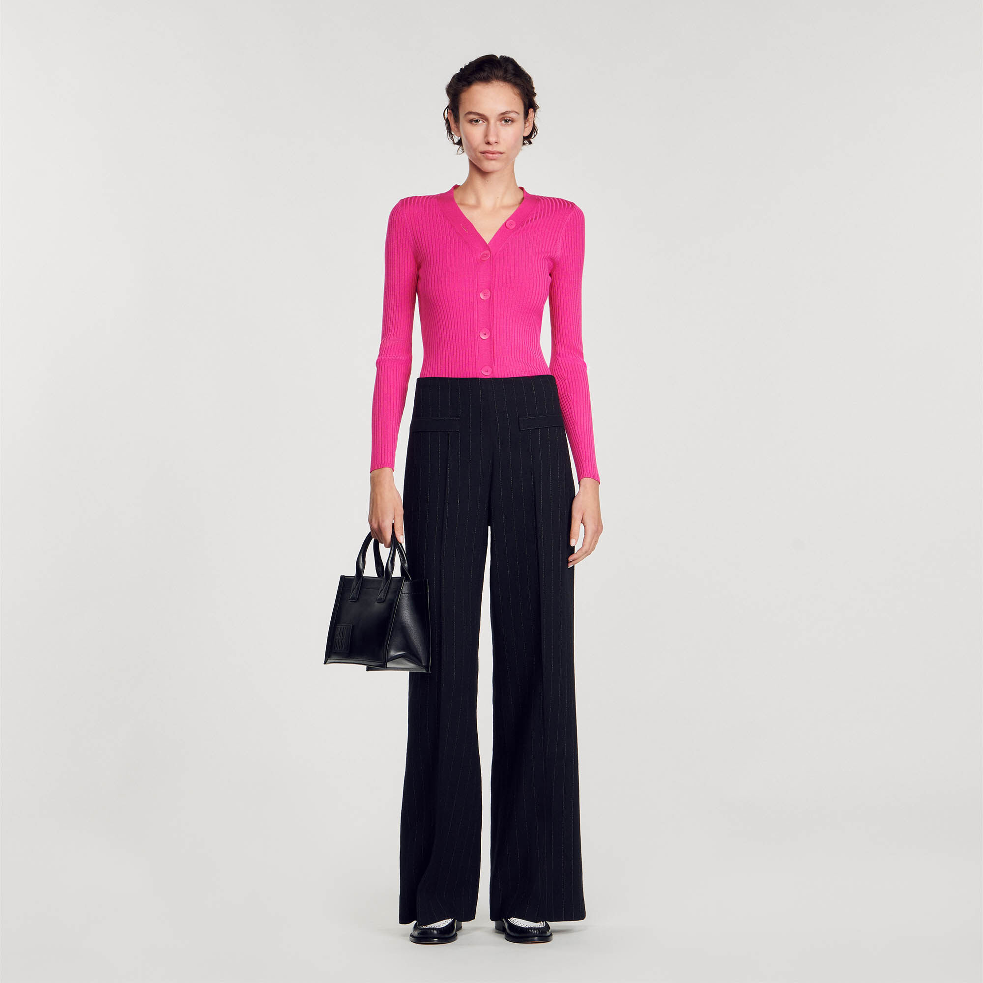 Sandro ribbed deals knit buttoned cardigan