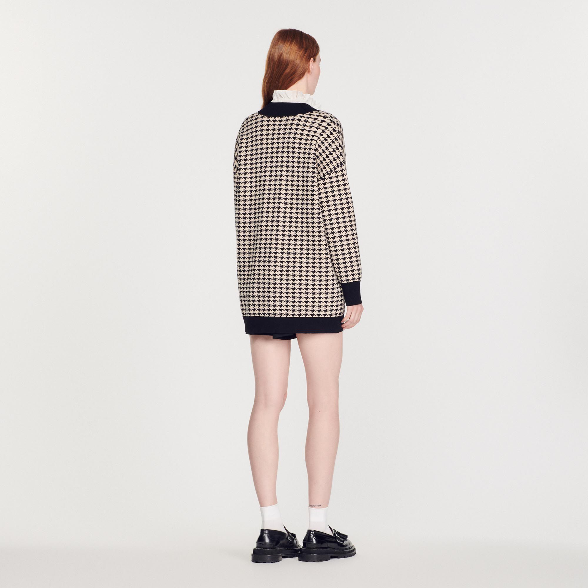houndstooth cardigan sweater