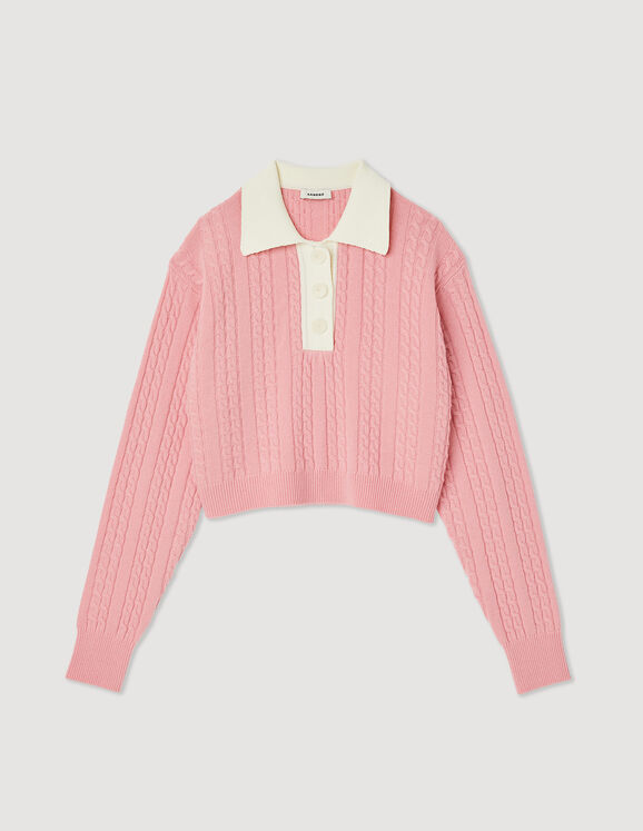Sandro Cropped cable-knit sweater